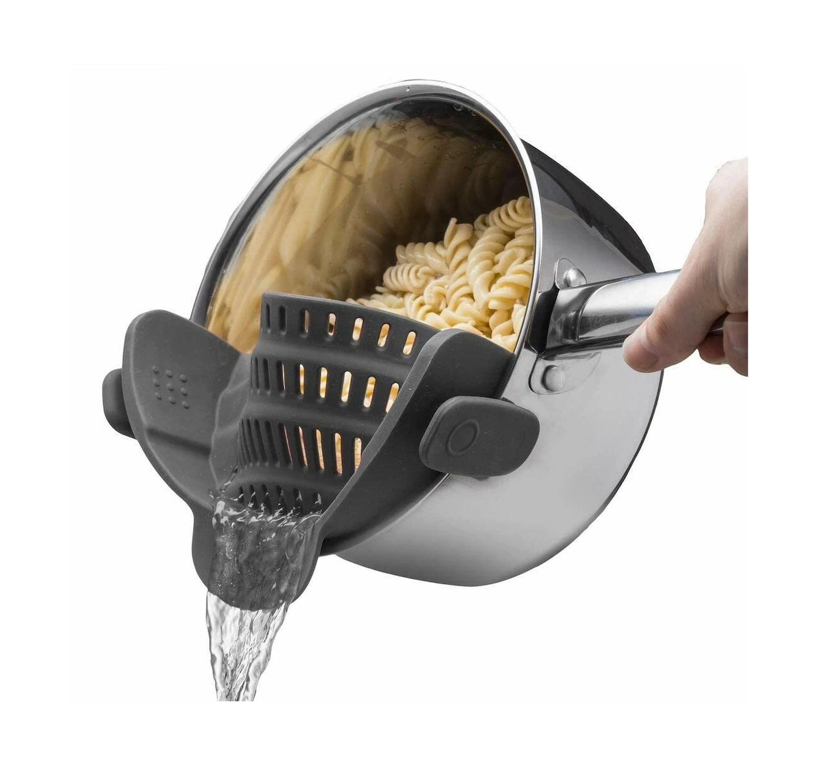 Kitchen Gizmo Snap N' Strain - Silicone Clip-On Colander, Heat Resistant Drai...