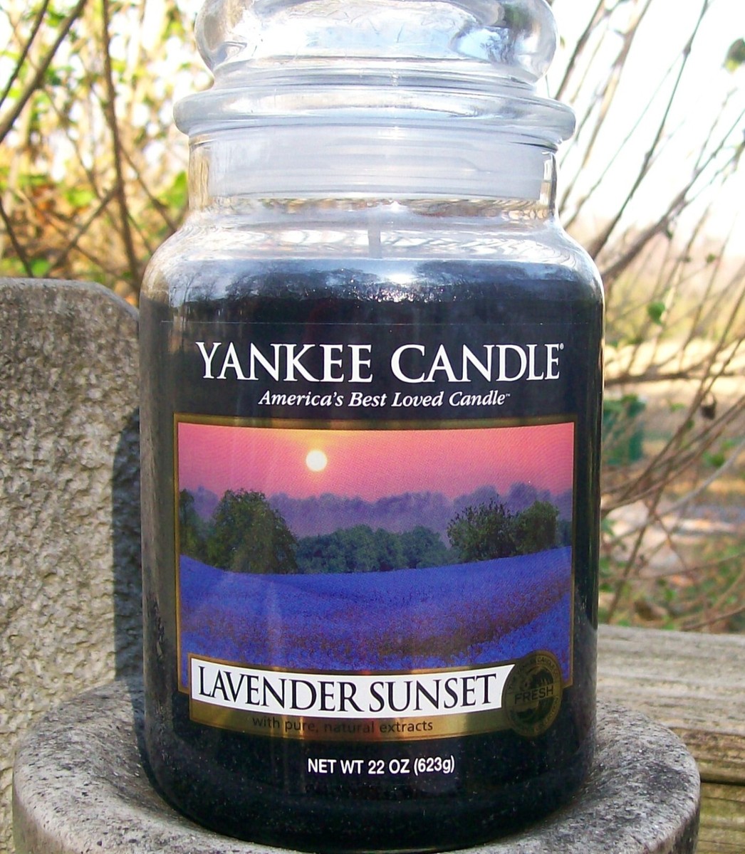 Yankee Candle Retired *LAVENDER SUNSET* Fresh~Large 22 oz.~WHITE LABEL~RARE ~NEW
