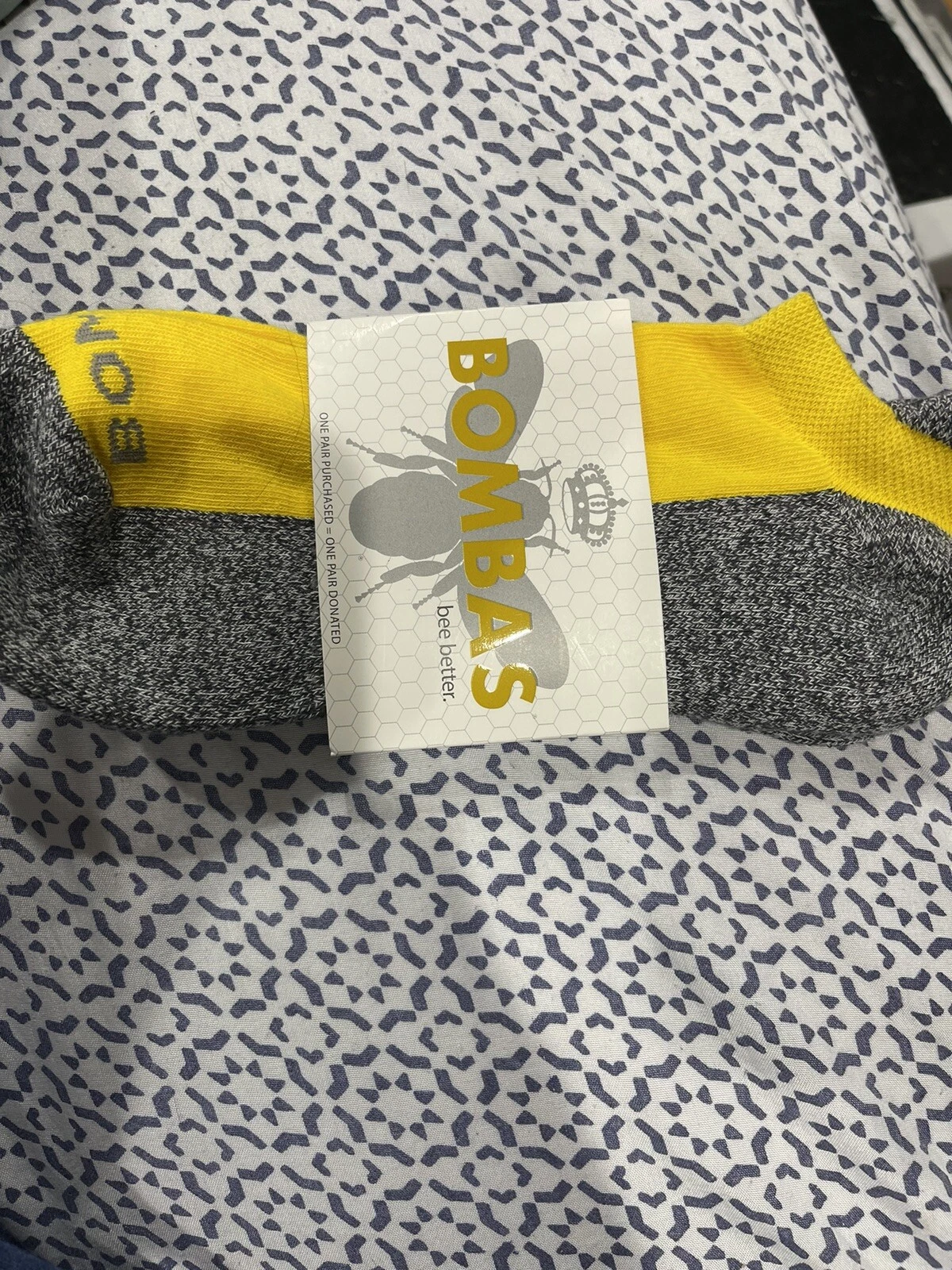 5-Pack Yellow/Gray Bombas Ankle Socks Classic Honeycomb