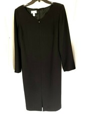 Talbots Dress 8 Classic Little Black Lined Zipper in Back 3/4 Sleeve