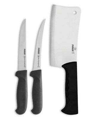 Pirge Butcher's Metzgermesser Set 3 TLG - Hackbeile Ausbeinmesser Knochenbeil
