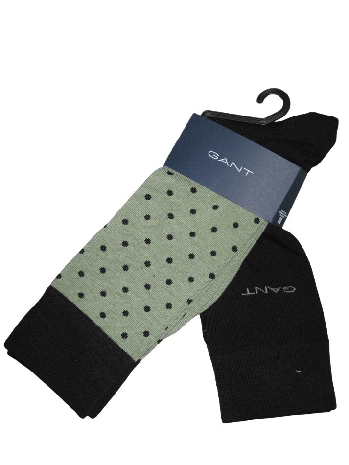 BNWT  GANT  Mens Polka Dot  Socks  Kalamata Green & Black  2 Pairs  Size 6 - 8