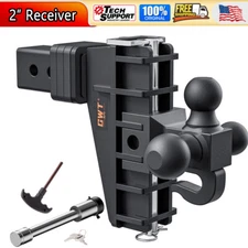 Adjustable Trailer Hitch 2 Inch Receiver 6 Inch Drop Hitch 17000LBS Tri-Ball