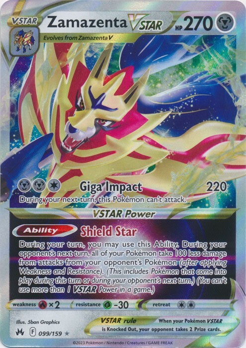 Holo Zamazenta VSTAR 099/159 Crown Zenith Ultra Rare Pokemon TCG