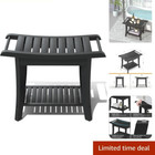 Bamboo Shower Stool Bench Waterproof with Storage Shelf for Shaving Legs or S...