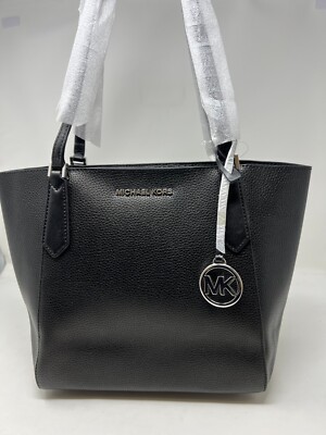 Michael Kors MK Women's Kimberly Small Bonded Black Leather Tote