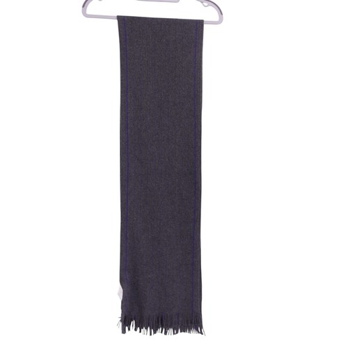NWT Calvin Klein Pinstripe Rasch Scarf OS Gray Knit Rectangle Fringe Trim - Afbeelding 12 van 12