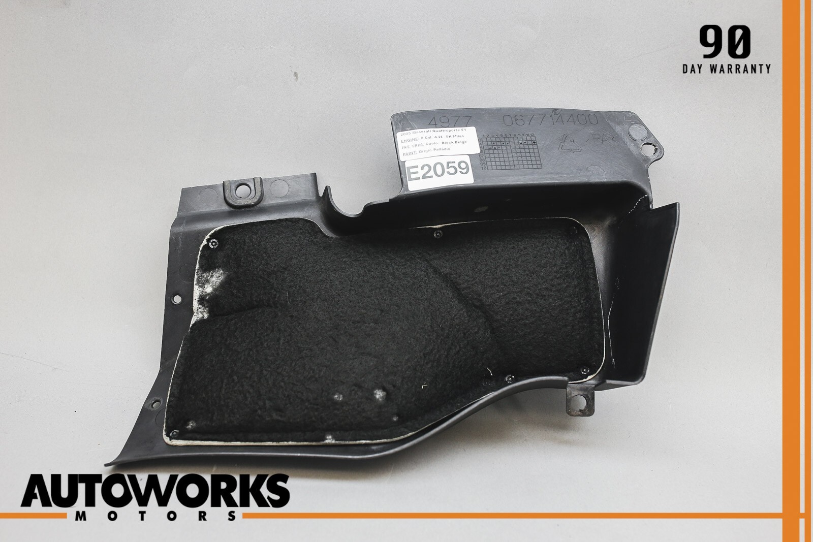 04-08 Maserati Quattroporte M139 Right Side Under Hood Engine Bay Cover OEM