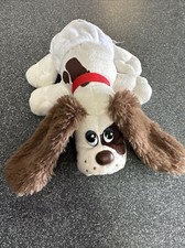 Pound Puppy White Plush Dog Floppy Ears White Brown Spots Collar 8 2022