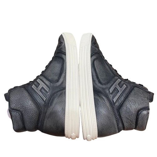 Hogan Rebel scarpe da ginnastica alte sneakers logo grigio scuro pelle taglia US 10 - Foto 7 di 13