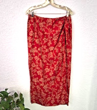 Lauren Ralph Lauren Women Floral Printed Wrap Midi Skirt Silk Linen Blend Sz 12