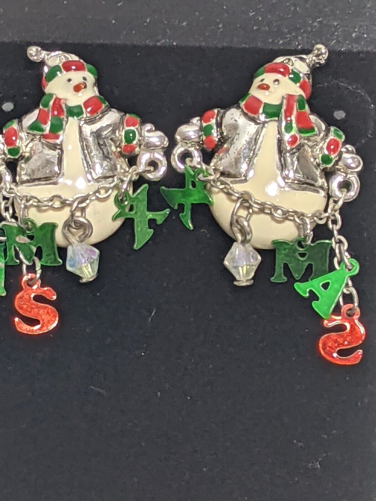 Earrings Pierced Christmas Snowmen Ornament Trees… - image 2