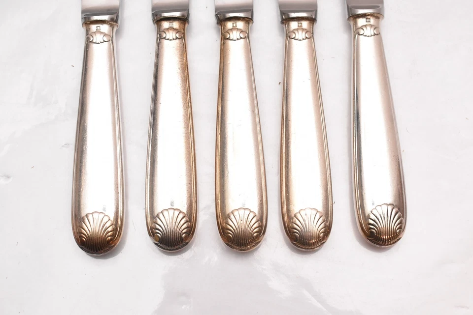 JUEGO VENDOME 5 Cuchillos Huecos Christofle Plateado Mantequilla Cubiertos para Cena Foto 2 de 4