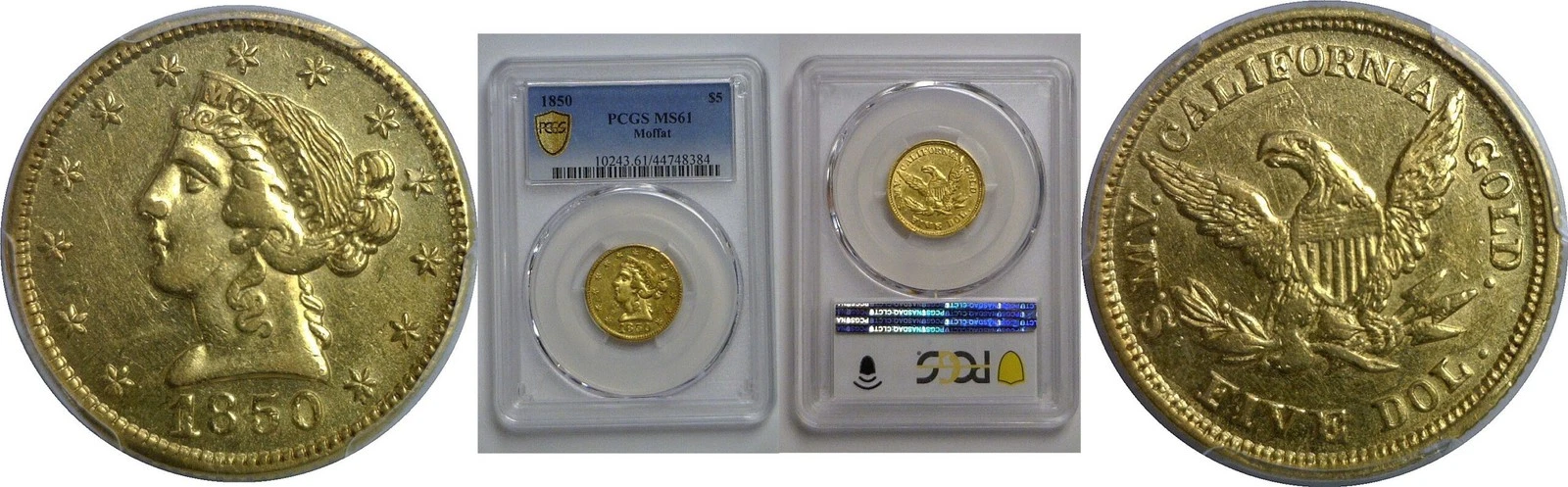 1850  $5 Moffat   PCGS MS-61