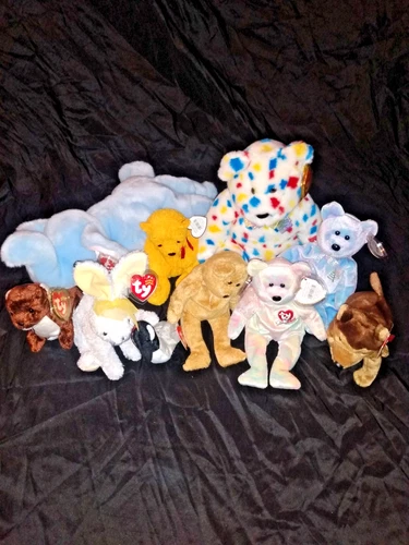 LOT 10 ASSORTED VINTAGE BEANIE BABIES JINGLE BEANIE BEANIE BUDDIES TY 2K