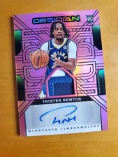 2024 Obsidian Tristen Newton Rookie Pink Flood Autograph SP /49 Pacers Wolves