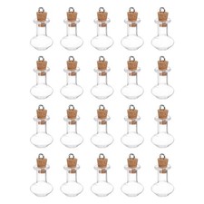 20pcs Mini Glass Bottles with Cork Vase Shape with Ring Wishing Bottle