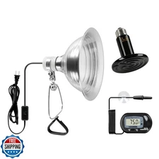 Simple Deluxe 100W Ceramic Reptile Heat Lamp Bulb and 150W Clamp Light with 8