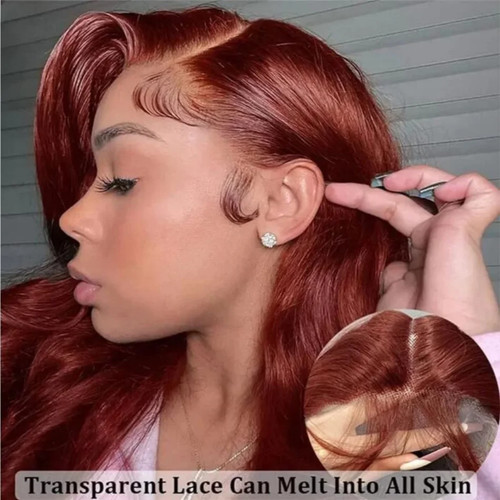 HD 13x4 Reddish Brown Lace Front Wig Colored Glueless Human Hair Wigs Brazilian - Picture 9 of 19