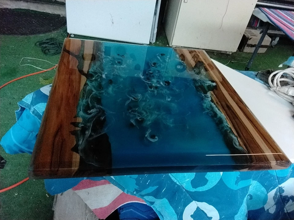 Mesa de río de resina de 24 pulgadas 23 pulgadas × 2 1/4 pulgadas de grosor mesa personalizada Foto 4 de 4