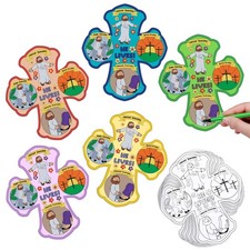36 Sets Religious Easter Crafts Color Your Own Holy Week Crosses DIY Easter C...