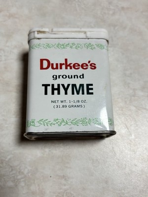 spice tin vintage Durkee ground thyme Empty Container