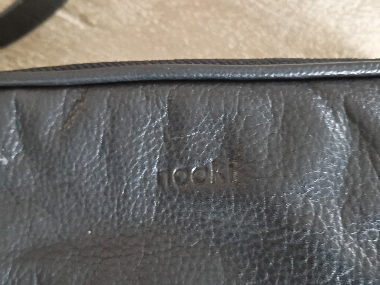 Nooki London Black Leather Crossbody Bag with Gold Bee Studs image 7