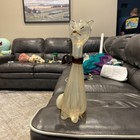 Vintage Murano Glass Kitty Cat Figurine Opalescent Gold Flecks Chips Glows — photo 1