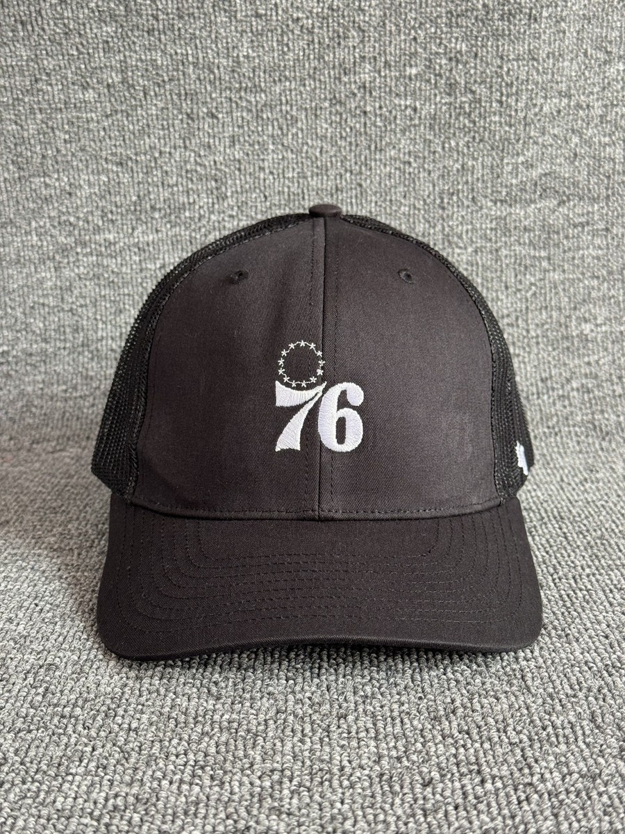 '47 Brand Philadelphia 76ers Trucker Snapback Black Mesh Back Curved Brim Hat