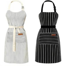 Apron - Unisex, Adjustable Bib Kitchen Apron, Cooking Black and Brown Striped