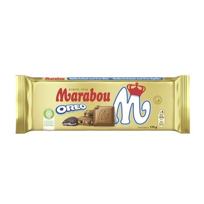 Marabou Milchschokolade Oreo Tafel mit Kakaokeksstückchen 170g