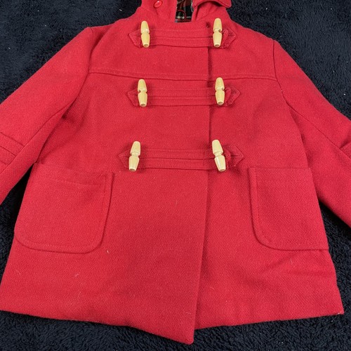 Vintage Forever Classic Coat Youth T4 Red Wool Duffle Hooded England Toggle 90s - Picture 3 of 10