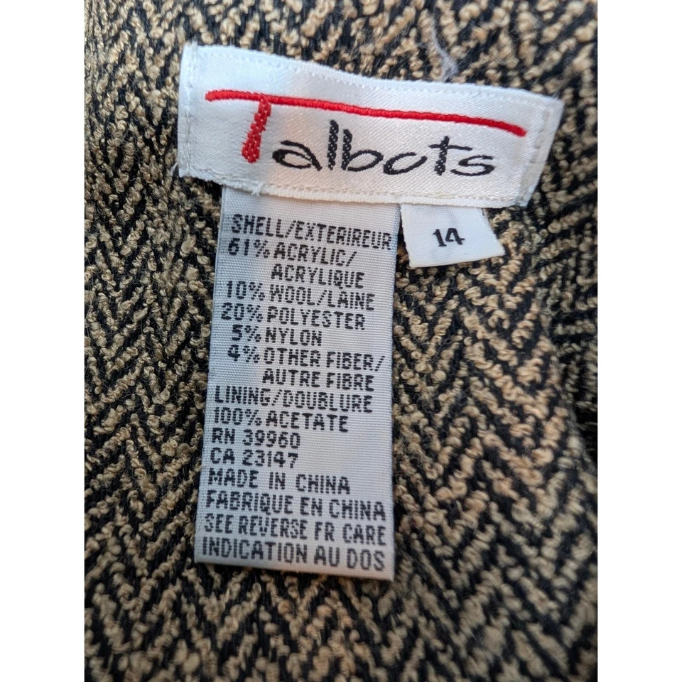 Chaqueta Blazer Talbots Para Mujer Espiga Tweed Talla 14 Doble Pecho Mezcla de Lana Foto 2 de 4