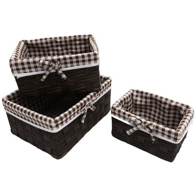 3pcs Haushaltsminderkorb Desktop handgewebten Aufbewahrungskorb Organizer