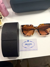 Prada SPR15W-F Square Sunglasses Tortoise/Pink Frame Brown Gradient Lens UV400