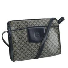 CELINE Macadam Canvas Shoulder Bag Coated Canvas Navy Auth yk16460