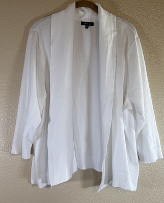 VERVE AMI Plus 2X Long Sleeve White Open Cardigan Sweater