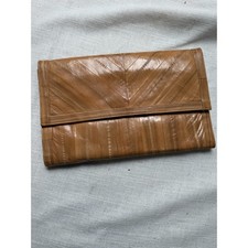 Genuine Eel Skin Clutch Wallet Brown Envelope Style