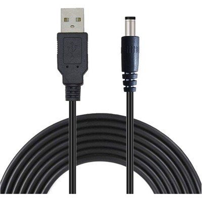 USB 2.0 auf DC 5.5mm x 2.1mm Kabel, 2m, schwarz, für Router, Laptop, Zubehör