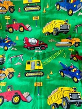 NEW 1997 Fabric Traditions Construction Vehicles 1 yard Crane Dump Truck Digger