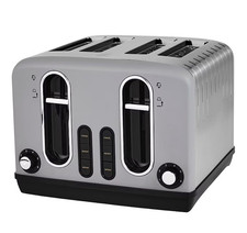 Silver/Black 4-Slice Electric Standard Toaster Stainless Steel 6 Defrost Reheat