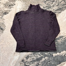 Preview Collection Top Womens Large Multicolor Stripes Merino Wool Turtle Neck