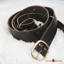 97" Double Wrap Brown Leather Sword Belt with Frog Medieval Viking Pirate Large