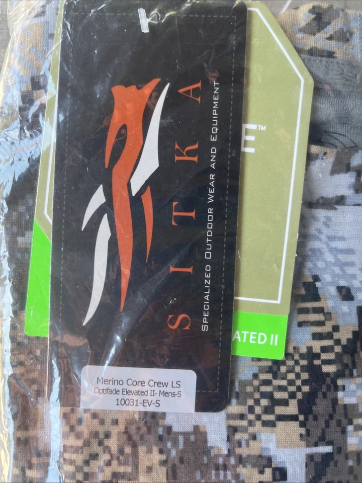 Sitka Men’s Merino Core Crew Long Sleeve Optifade Elevated 11- Small- New - Image 3 of 4