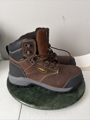 Keen Utility Evanston 6'' ESD Boots Womens Size 10m Bison/Black Carbon Toe