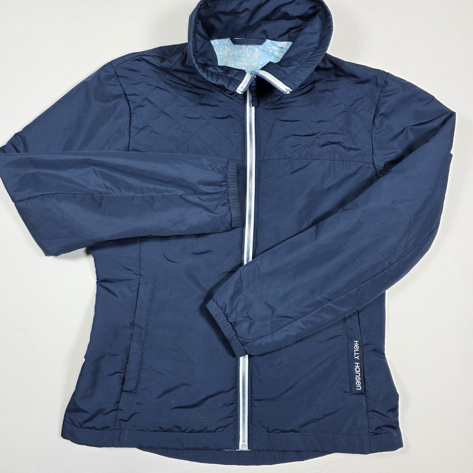 Helly Hansen Blue Lightweight Jacket Women's Size L Full Zip Stand Up Collar