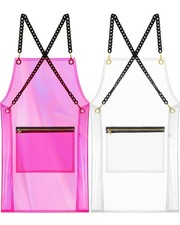 2 PCS Clear Waterproof Transparent Salon Bib Aprons With Pocket Barber