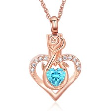 Roseflower Cremation Jewelry Heart Urn Necklace for Ashes for Women Gilrs M - 14