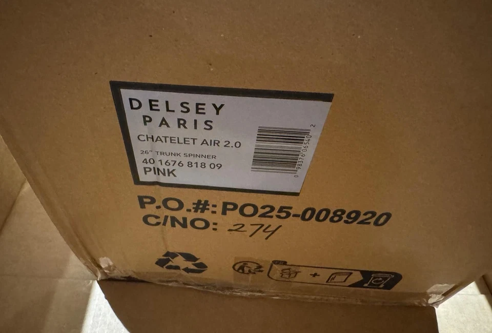 NEW DELSEY Chatelet Air 2.0 26" Hardside Trunk Spinner Luggage – Checked Pink - Image 4 of 4