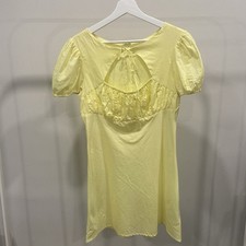 Urban Outfitters Tie Cutout Mini Yellow Short Sleeve Dress Women’s Medium